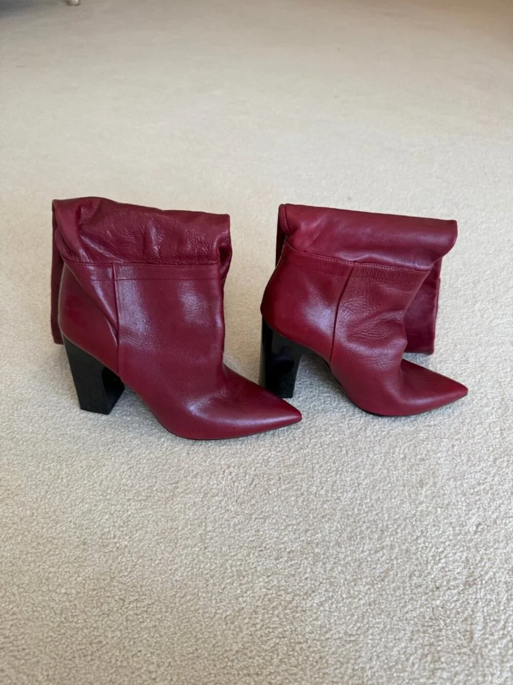 Zara Red Leather Over-the-Knee Boots — Size 39 (New Without Tags)